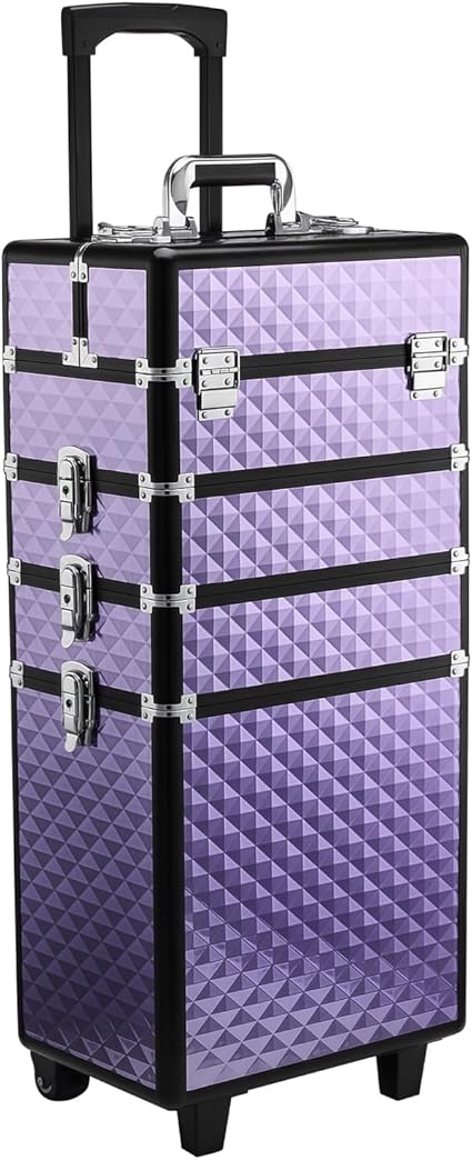 HOMCOM Maletín Trolley de Maquillaje con Ruedas y Asa Extensible